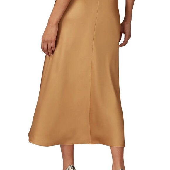 Club Monaco Mustard Long Bias Slip Skirt Size 8 - Picture 2 of 7